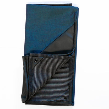 Pañuelo Azul Tornasol combinado con Negro a Rayas Blancas