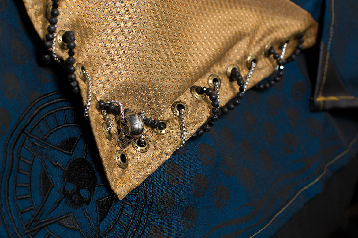 Pañuelo Edición Especial Azul Tornasol con Dorado